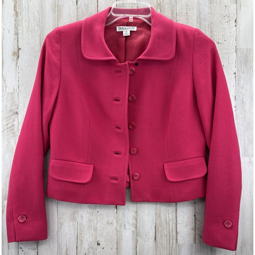 Pendleton Wool Blazer Coat Sz 12 Pink Corpcore Office Quiet Luxury Vintage